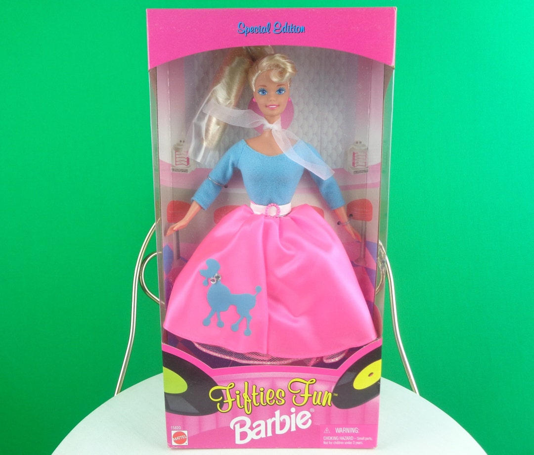 Vintage Retro Mattel Fifties Fun Box Blond Barbie Doll Action Figure Toy 1990s Poodle Skirt Party Gift Collectible Keepsake Mementos Etsy