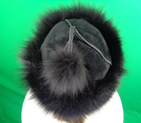 Womens Girls Accessorie Jet Black Fox Fur Pom Pom… - image 7