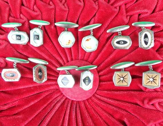 Antique Vintage Unisex Cuff Links Shirt Blouse Suit 1930s 1940s Art Deco Wedding Party Evening Favour Evening Formal Gift Accessories