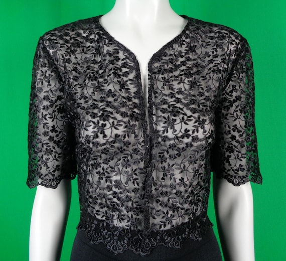 Vintage Retro Clothing Apparel Lace Black Dress Duster Jacket Blouse Top 40s 50s Mid Century M Bomber Crop Wedding Party Formal Evening Gift