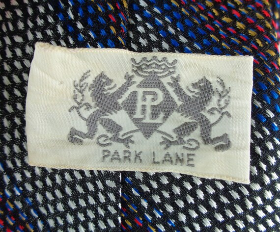 Vintage Retro Park Lane Self Necktie Work Suit 1940s 1950s Mid Century Wedding Party Formal Evening Stripe Gift Red Blue Yellow Black