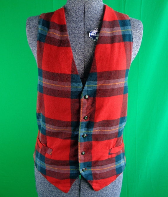 Vintage Retro Clothing Wool Vest Plaid Tartan Tow… - image 3