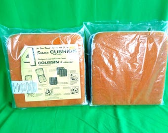 Vintage Orange Vehicle Seat Cushion: 1960s-70s Spongy Pad Chair Cover Patio Furniture Office Game