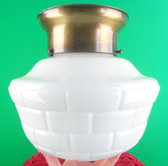 Vintage Retro Electrical Pendant Lighting Semi Flush Mount Ceiling Shade 1960s 1970s White Milk Glass Tile Room Home House Accent Decor Gift