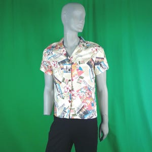 Vintage Retro Unisex Clothing Apparel Caribbean Joe Hawaiian Button Shirt Top Blouse 90s Tropical Flower Picture Surfing Wedding Casual Gift