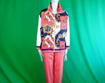 Vintage retro jaren 80-90 nautisch windjack trainingspak: CA maat S joggingbroek loungewear jas broek