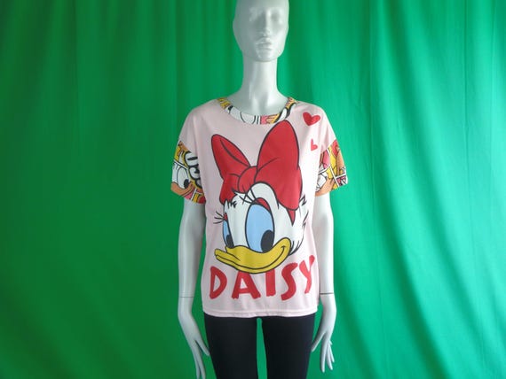 Vintage Retro Clothing Apparel Disney Daisy Donald Duck Pullover Top Tee T Shirt Blouse Bam Love Cartoon Character Pop Art L Casual Gift