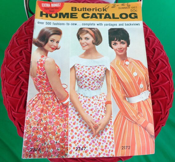 Vintage Retro Collect 500 PLUS Fashion Yardage Back View Guide Butterick Pattern Summer Home Catalog Sewing Book Magazine 62 60s Mid Century