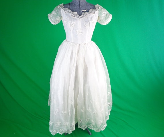 Vintage Retro Womens Girls Clothing White Dress B… - image 5