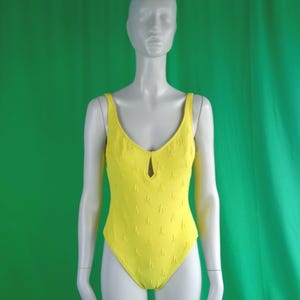 Vintage Retro Clothing Apparel One Piece Bathing Swimwear Body Suit Costume 1950s 60s Yellow Coastal Beach Surf Sport Athletic Workout Gift