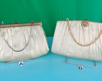 Vintage Gold Lame Clutch, 1960er Jahre Metallic Abendtasche Mid Century Handtasche Handtasche Geschenk Accessoire