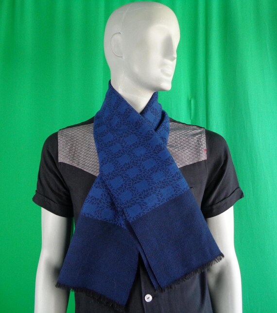 Vintage Retro Unisex Reversible Currie Opera Scarf Wrap Shawl 1940s 50s WW2 Mid Century Navy Blue Wedding Party Evening Formal Casual Gift