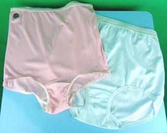 Vintage Retro LG Pink XL Blue Panties Pantaloons Briefs Underwear Undies 1960s 70s Intimates Undergarments Lingerie Sears Cou-Batten Gift