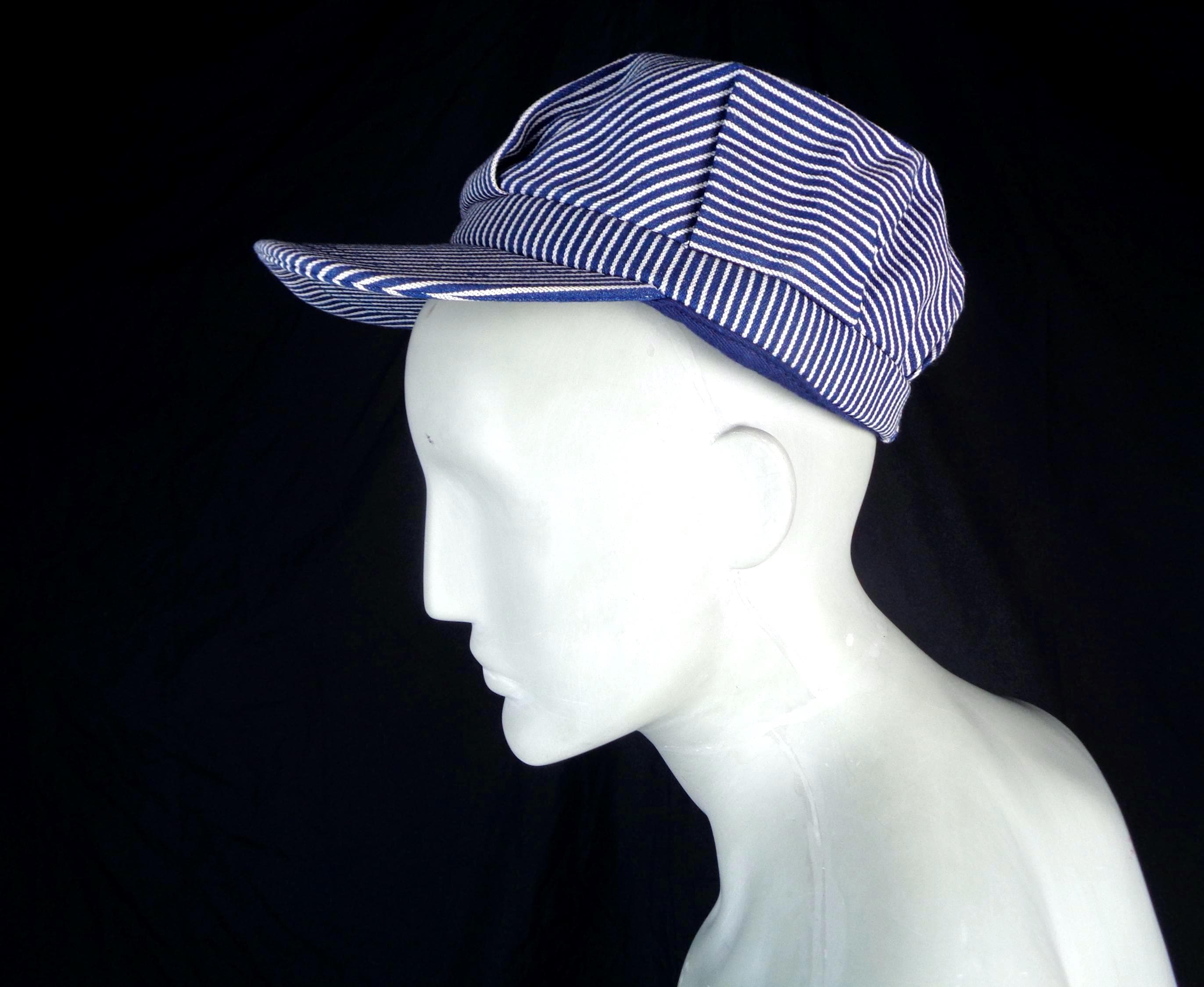 ✨NEW Vintage style train conductor American Eagle ? Black and White Striped Hat Amazon.com: Roundhouse Round House Train Conductor Hickory  main image 3
