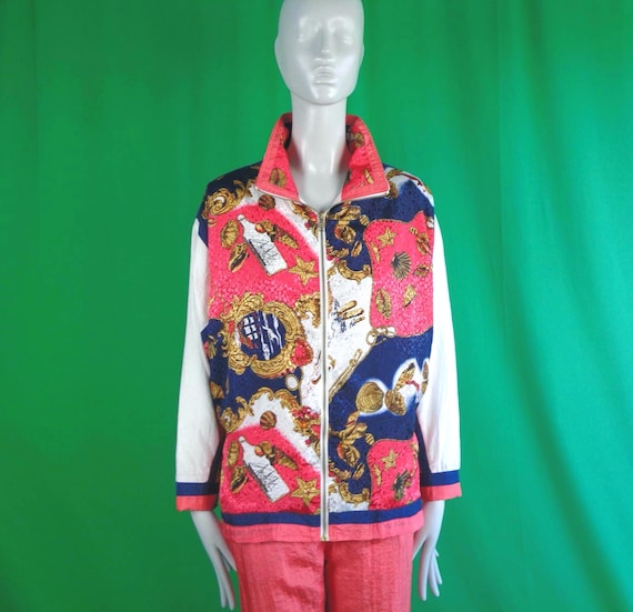 Vintage Retro 80s-90s Nautical Windbreaker Track Suit: CA Size S Jogger Loungewear Jacket Pants