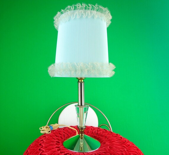 Vintage Retro Blue Table Desk Lamp Shade Night Lighting Electrical Base 1950s 1960s Mid Century Home House Room Accent Decor Party Gift