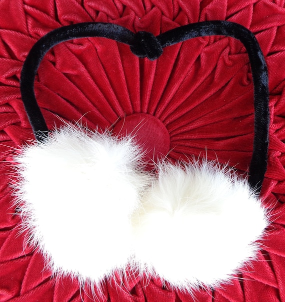 Vintage Retro Accessorie Collar Neck Tie String 1940s 50s Mid Century Fur Velvet White Black Blouse Suit Sweater Top Wedding Formal Gift
