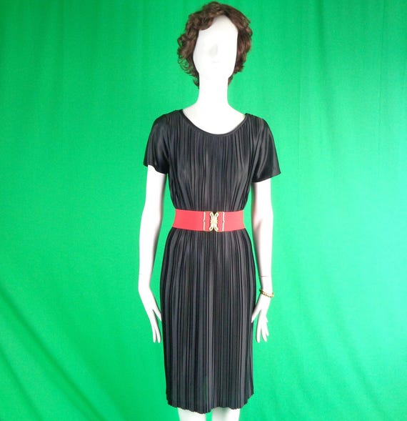 Vintage Retro Clothing Little Black Pleat Dress 1950s 1960s Mid Century Fashion Fair Shift Day Medium Wedding Party Formal Evening Gift Etsy UK