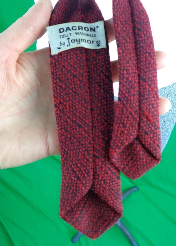 Vintage Retro Jaymore Tweed Wool Self Necktie 1950s-60s Mid Century Red Black Formal Gift