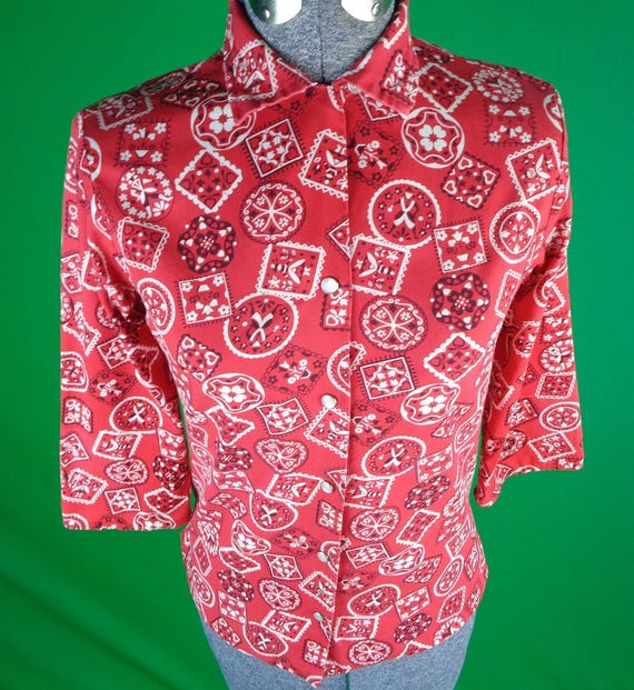 Vintage Retro Clothing H Bar C Button Shirt Top Blouse 1950s 1960s 