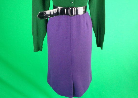 Vintage Retro Mister Leonard Clothing Apparel Pencil 6 S Skirt 1960s 1970s Purple Black Pattern Wedding Party Evening Day Formal Casual Gift