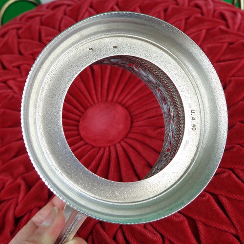 1940s 50 WW2 Vintage Mid Century shops Soviet Demitasse Silver Plate Filigree Tea Cup Glass Holder Home Living Kitchen Dining Decor Drink Barware
