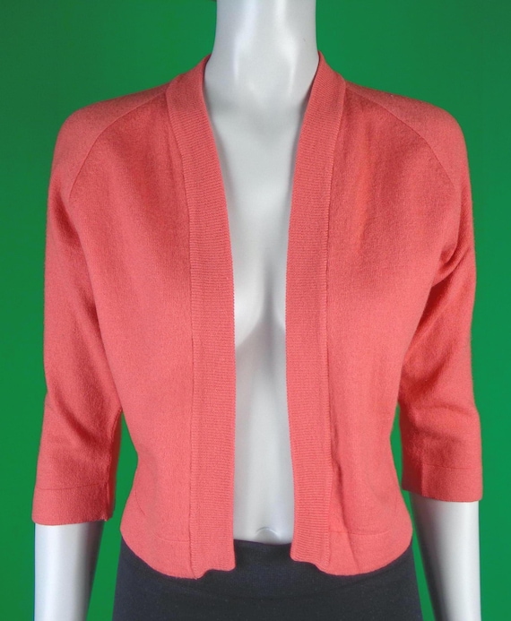 Vintage Retro Clothing Apparel Jantzen Cashmere Wool Angora Coral Sweater Top 1950s 1960s Mid Century 36 M Wedding Party Formal Casual Gift