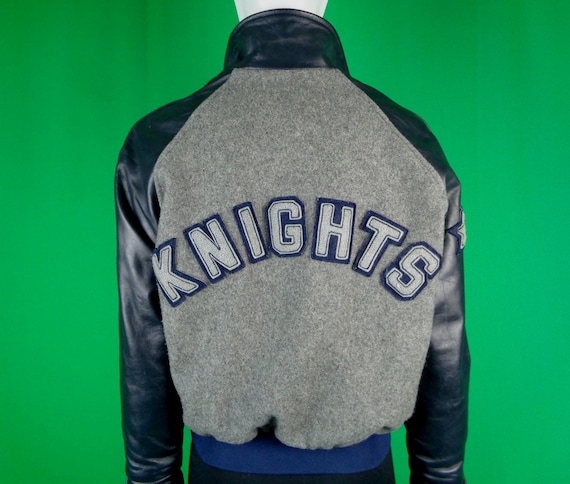 Vintage Y2K Wool Blend Varsity Jacket: Retro Knights Bomber, Size XS/S Coat Streetwear