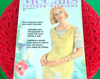 Vintage 1964 McCall's Sewing Pattern Catalog, Mid-Century Fashion Spring Summer Magazine Yardages Back-view Guide