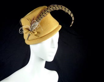 Headwear Women Authentic 1940s 50s Fashion Wool Wedding Church Costume Unique Vintage Top Hat