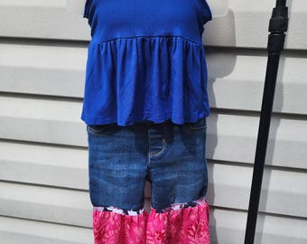 Levis reciclado para niñas de 12 a 18 meses con top tipo tubo y tirantes
