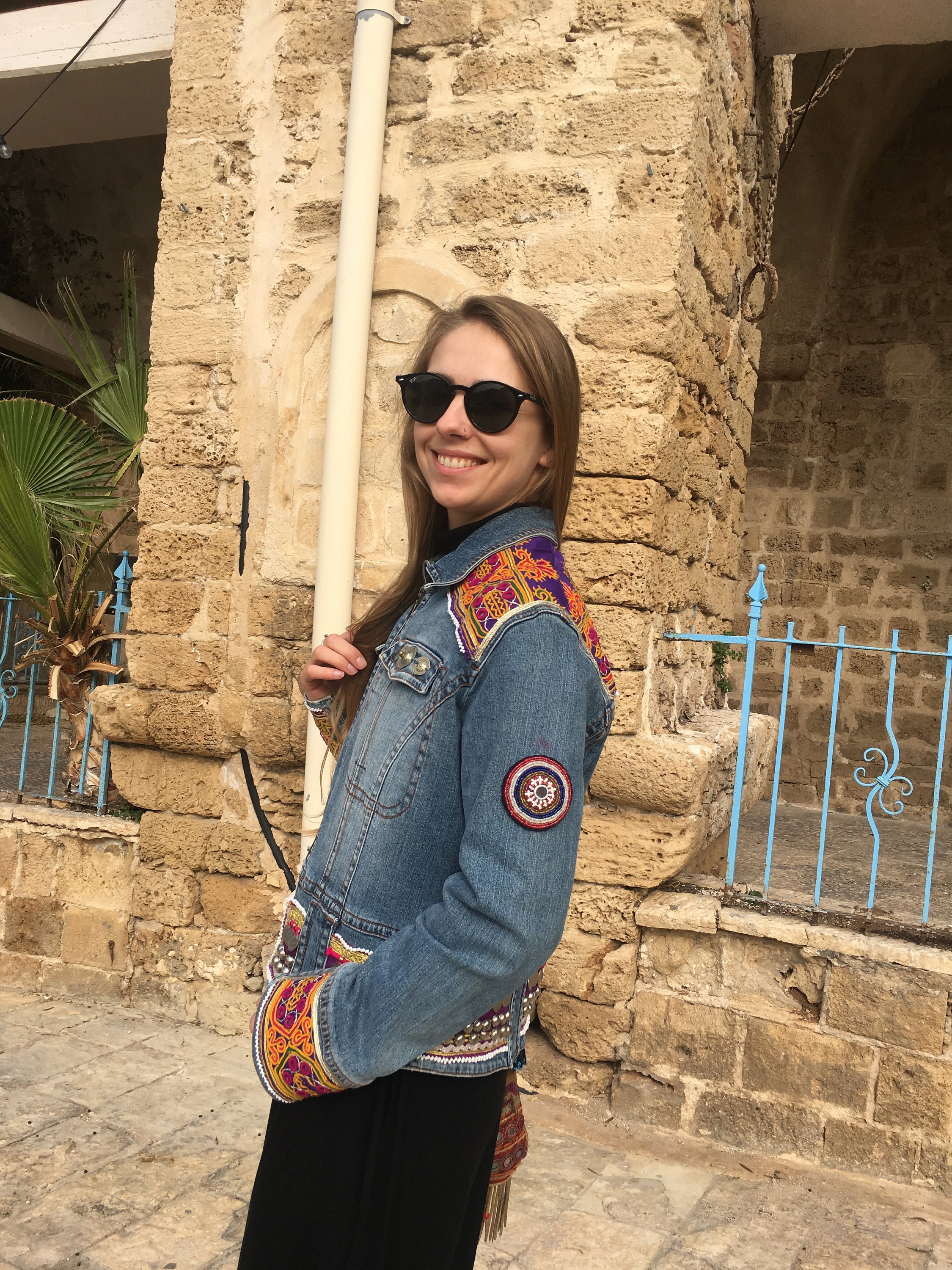 NOA Boho Tribal Jeans Denim Jacket With Banjara Embroidery