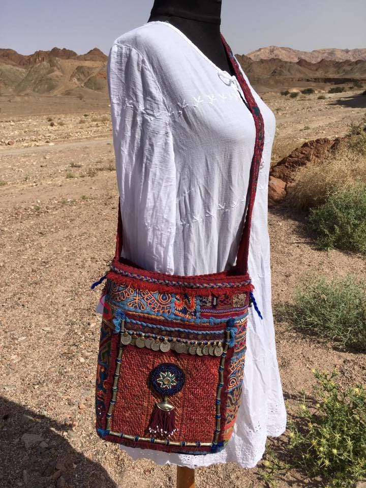 AMIRA  Bohemian Banjara Afghan Embroidery Ethnic Tribal Shoulder Bag with Coins and Tassel (can be CUSTOM ORDERED !)