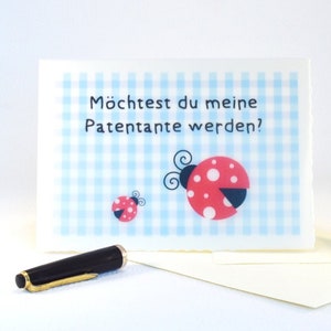Carte personnalisée avec motif et prénom coccinelle Veux-tu être ma marraine ?