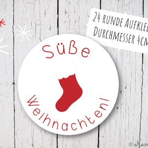 DIY Aufkleber für deine Weihnachtsplätzchen oder Pralinen Süße Weihnachten rund 24 Stück