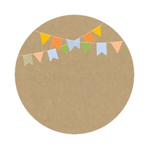 12 adesivos de papel kraft com aparência de corrente de flâmula colorida marcos bebê em branco
