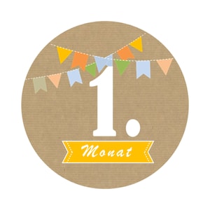 12 adesivi mensili adesivi milestone per bambini colorati gagliardetti catena carta kraft aspetto