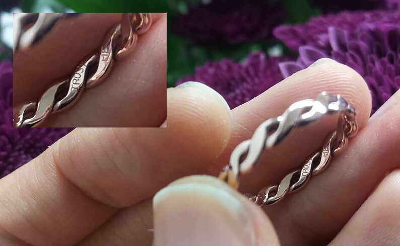Braided White Gold Ring 3mm Wedding Band 14kt 18kt Yellow Rose Green Interlocking Ring woven cord vine Thin slim Twist Wedding band braid