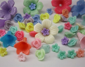 flower leaf wholesale mix lot lucite beads candy jewellery craft accessory floral diy materials plastic handcraft mix lot acrylic