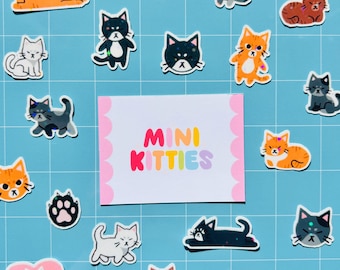 Paquete de pegatinas holográficas de mini gatos / Pegatinas troqueladas para diario