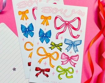 Colorful Bow Sticker Sheet | Planner, Journal, Bujo Stickers