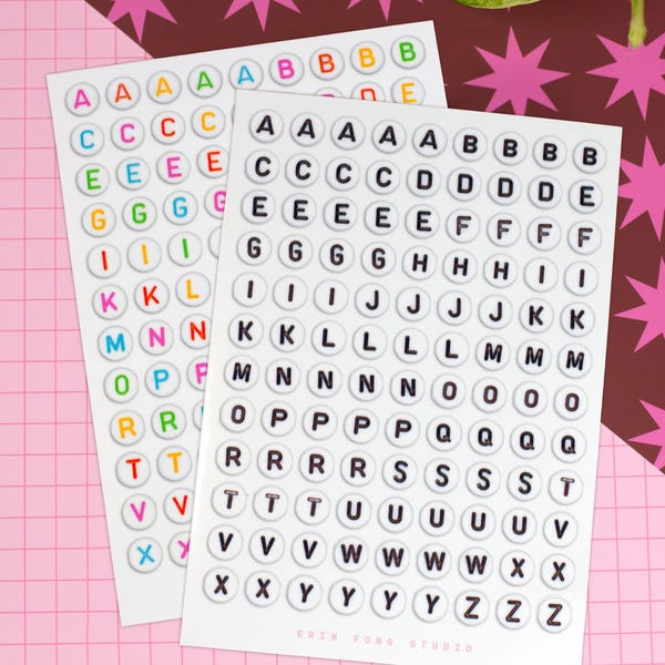 Letter Beads Sticker Sheet | Journaling stickers, Planner stickers, Bujo stickers, Deco stickers