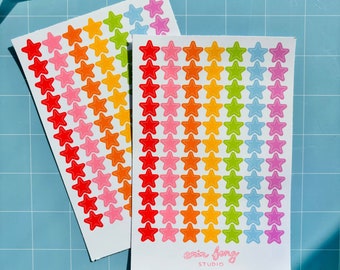 Rainbow Star Vinyl Sticker Sheet | Planner, Journal Stickers