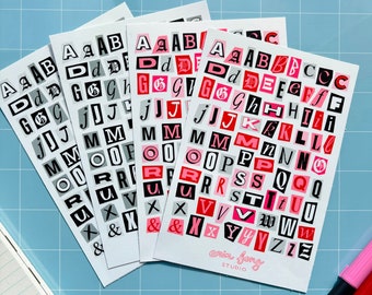 Ransom Note Letters Multicolor Deco Sticker Sheets