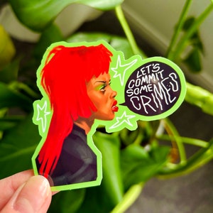 Crime Punk Girl Sticker | Holographic Waterproof Vinyl image 2