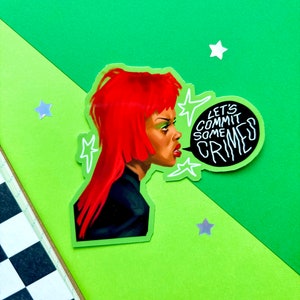 Crime Punk Girl Sticker | Holographic Waterproof Vinyl image 1