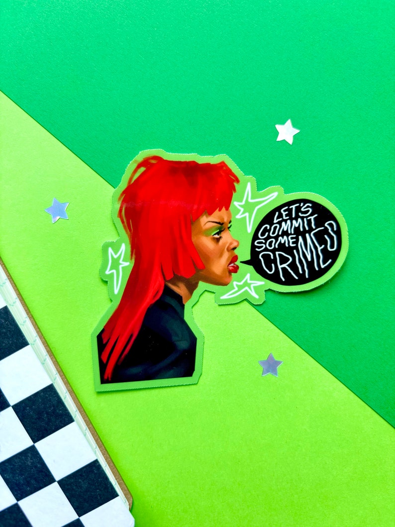 Crime Punk Girl Sticker | Holographic Waterproof Vinyl image 1