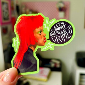 Crime Punk Girl Sticker | Holographic Waterproof Vinyl image 6