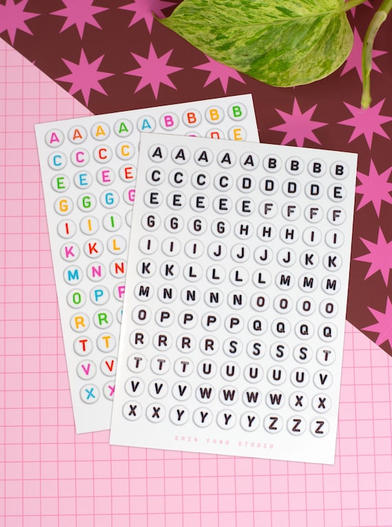 Letter Beads Sticker Sheet | Journaling stickers, Planner stickers, Bujo stickers, Deco stickers