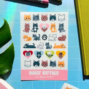 Sticker Blätter | Katzenaufkleber, Hobonichi Aufkleber, Scrapbooking, Stimmungsverfolgung, Journaling, tägliche Aufkleber